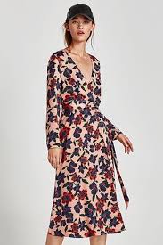 Nwt Zara Wrap Midi Dress M Floral Peach Pink Fashion Clothing Shoes Accessories Womensclothing Dresse Long Sleeve Midi Dress Dresses Day To Night Dresses