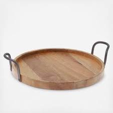 Urban Farm Round Tray With Metal Handles Round Wooden Tray Round Tray Serving Tray Wood