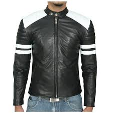 Black And White Striped Jacket Mens Black Biker White Stripes Mens Nappa Leather Jacket Real Leather Jacket Leather Jacket Men Leather Jacket
