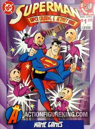 The superman games aren't just about action, bloody fighting and rescuing people all the time, there's also space for imagination. 1997 Superman Name Games Coloring Book From Landoll S