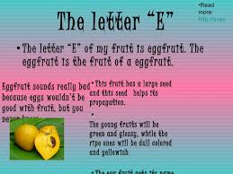 Learn how to pronounce the letter e' in french with this detailed lesson including sound files. Fruit Abc Book
