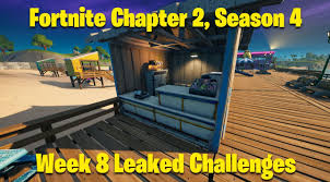 Welcome to the fortnite chapter 2 season 4 week 8 xp coins locations guide that helps you find all 10 green, blue, purple & gold xp coins locations in the ps4, switch, xbox one, pc, mac & mobile battle royale game. Fortnite Season 4 Week 8 Challenges Leaked Fortnite Insider