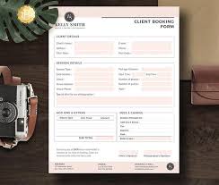 Client Booking Form Template Photography Order Booking Form Etsy Photography Business Forms Design Photography