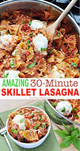 5 Stars 30 Minute Skillet Lasagna Easy Lasagna Recipe Stove Top Recipes Cooking Recipes