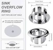 ALEASHA 1.2 in. Sink Basin Trim Overflow Cover Plastic ...