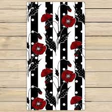 Special price aed 119.00 regular price aed 159.00. Buy Floral Red Poppies Black White Striped Microfiber Bath Towels Bathroom Body Shower Towel By Hedda Stan On Dot Bo