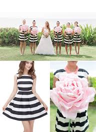 Wedding Chicks Steal This Bridesmaid Look Black White Facebook Striped Bridesmaid Dresses Striped Wedding White Stripes Wedding