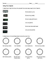 If you want to tell what time something is happening (i.e., at 3 o'clock), use a (at) in place of son or es. Telling Time In Spanish Worksheet By Aljanda Teachers Pay Teachers