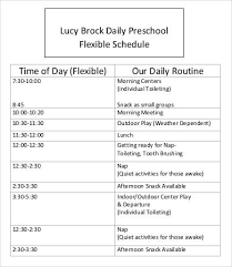Preschool Schedule Template 8 Free Word Pdf Documents