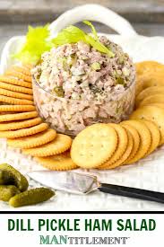 Whether you're serving it sandwiched between airy these gougeres (cheese puffs), on a bed of salad greens, or on toast points or crackers, it is makes a satisfying lunch or snack. Dill Pickle Ham Salad A Leftover Ham Recipe Mantitlement