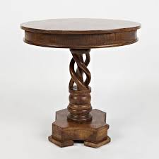 Wildomar Solid Wood Pedestal End Table Wood Pedestal End Tables Rustic End Tables