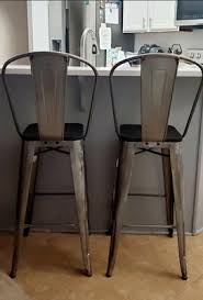 Dhp luxor metal counter stool with wood seat and backrest white. Dhp Luxor 24 Metal Counter Stool Antique Gun Metal Set Of 2 Walmart Com Walmart Com