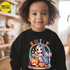 パーソナライズされたハロウィンマーメイドシャツ：不気味な魔女コスチュームトップ