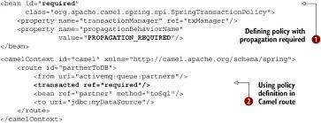 This can be used in situations to avoid clashes when using for example spring property placeholder together with camel. Chapter 9 Using Transactions Camel In Action