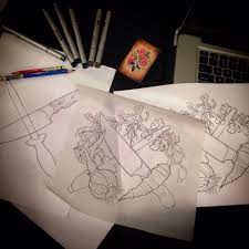 Been A While Since I Ve Used Tracing Paper Now For Some Shading On This Piece Oldschool Chef Carrot Knife Sharpener Chef Tattoo Flash Tattoo Tattoos