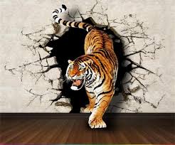 Lukisan hewan 3d di tembok. 3d Foto Wallpaper Kustom Mural Room Non Woven Tigers Bawah Yang Dinding Pecah Lukisan Gambar 3d Dinding Mural Wallpaper Untuk Dinding 3d Mural Wallpaper For Walls Wallpaper For Walls 3d3d Wall Murals Wallpaper