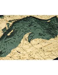 Woodcharts Lake Superior Bathymetric 3 D Wood Carved Nautical Chart
