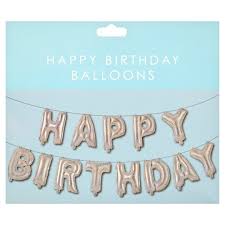 Realistic bunch of flying glossy balloons, multicolored, filled with helium. Happy Birthday Foil Balloon Tesco Groceries