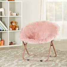 Mainstays Blair Plush Faux Fur Kids Saucer Chair Multiple Colors Walmart Com Pink Chair Bedroom Chair Saucer Chairs
