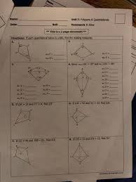 Equivalent fractions have the same value even though they may look different. Name Unit 7 Polygons Quadrilaterals Homework 7 Chegg Com