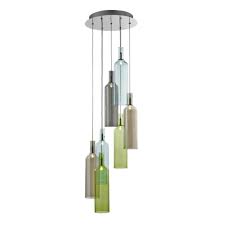 Cluster pendant lights like this one offer options for up or down lighting, work well solo or in pairs, and offer light without taking up valuable floor space. Contemporary Cluster Pendant With Bottle Glass Shades