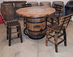 Jack Daniels Whiskey Barrel Table With 4 Stave Chairs And Etsy In 2020 Barrel Table Whiskey Barrel Table Barrel Furniture