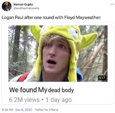 Floyd mayweather (l) and logan paul face off during media availability ahead of their june 6th exhibition boxing match on june 03, 2021 at villa casa casuarina at the. Logan Paul After One Round With Floyd Mayweather Floyd Mayweather Vs Logan Paul Know Your Meme