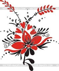 Red and black flower design. Slavic Red And Black Flower Pattern Vector Clipart