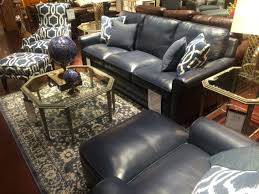 Simon Li Blue Leather Sofa And Accent Chair Blue Rug And Blue Globe Blue Leather Sofa Family Room Makeover Livingroom Layout