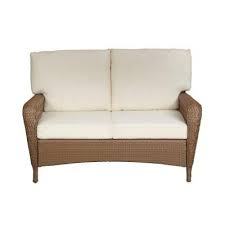 Martha Stewart Living Charlottetown Natural All Weather Wicker Patio Loveseat With Bare Cushion 55 909556 3 At The Home D Patio Loveseat Sunroom Furniture Wicker Patio Furniture
