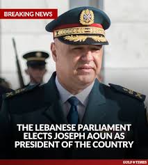 The Lebanese Parliament elects Joseph Aoun as President of the country The  voting session took place today after more than two years of presidential  vacancy. It began