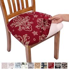 Comqualife Stretch Printed Dining Chair Seat Covers Removable Washable Anti Dust Upholste Dining Chair Seat Covers Seat Covers For Chairs Kitchen Chair Covers