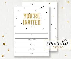 Black And Gold Invitations Blank Gold Glitter Blank Invitation Instant Download Fill In The Blank Invitations With Gold Glitter Anniversary Party Invitations Invitations Graduation Invitations