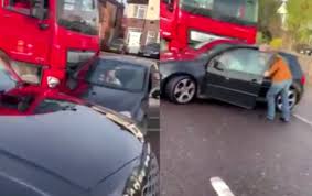 The postal service is a key part of the uk's infrastructure. Royal Mail Lorry Pushes Car Sideways Along The A40 Blacgoss