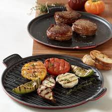 Le Creuset Bistro Cast Iron Round Griddle Pan Stovetop Grill Pan Grilling Tips Grilling Recipes