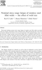 Nominal Stress Range Fatigue Of Stainless Steel Fillet Welds