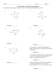 Draw a circle that has its center at one of the ends of the. 48 Pythagorean Theorem Worksheet With Answers Word Pdf