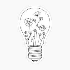 Depending on your preferences, you will discover. Light Bulb With Flowers Sticker By Jamie Maher Light Bulb Drawing Mini Drawings Light Bulb Art