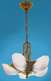 Vintage Hardware Lighting Art Deco Lighting Chandeliers Slip Shade Markel 5 Light With Frosted Shades Zmr 3015 1