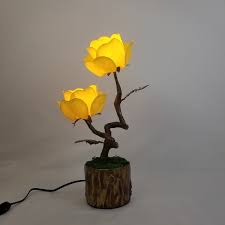 Yellow 2 Rose Flower Table Lamp Etsy In 2020 Flower Lamp Lamp Yellow Lamp