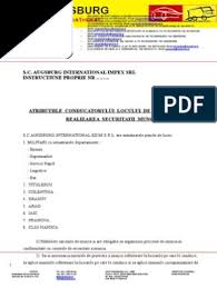 Domenii de activitate ale augsburg international impex srl. Norme Specifice Conducator Doc