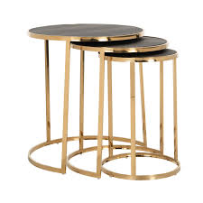 Its round shape and unique style make it suitable for this side table is a compact and elegant piece of furniture. Side Table Calesta Set Of 3 Round Shagreen Look Gold Richmond Interiors Escape The Ordinary