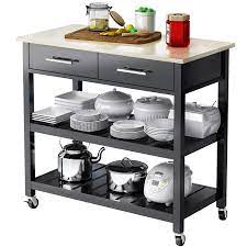 Stainless steel kitchen island style. Black Lockable Casters Wheels Trolley Kitchen Dining Serving Cart Vipek Large Wood Utility Cart Rolling Kitchen Cart Island Table Storage Cabinet W Drawer Shelves Storage Shelf Kitchen Islands Carts Kitchen Dining