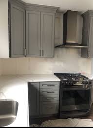 Westchester Ny Kitchen Remodel Using Gray Cabinetry And Marble Look Quartz Countertops Kitchen Renovation Design Kitchen Remodel Kitchen And Bath Design