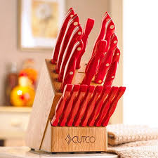 You will recieve the exact item in the photos unless otherwise noted! Red Homemaker 8 Set With Block By Cutco Cutlery Cutco Homemaking Knife Block
