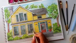 Drawing A House 01 Architecture Sketching Watercolor House Architecture Renderi Architecture Drawing Presentation Landscape Architecture Drawing House Sketch