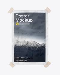 Download Textured Poster W Tape Mockup In Stationery Mockups On Yellow Images Object Mockups PSD Mockup Templates