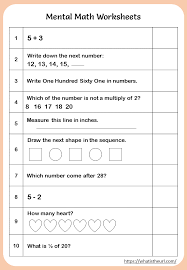 Enhance your student's knowledge of algebra, geometry and functions with our 6th grade math curriculum. Printable Mental Math Worksheets For Grade 1 Your Home Teacher
