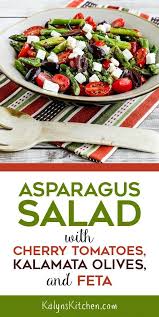 Asparagus Salad With Cherry Tomatoes Kalamata Olives And Feta Kalyn S Kitchen Recipe Asparagus Salad Kalamata Olives Olive Recipes
