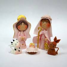8 Piece Pink Nativity Set Polymer Clay Nativity Set Christmas Decoration Collectible Nativity Set Ornaments And Figurines Handmade Nativity Set Christmas Clay Christmas Decorations